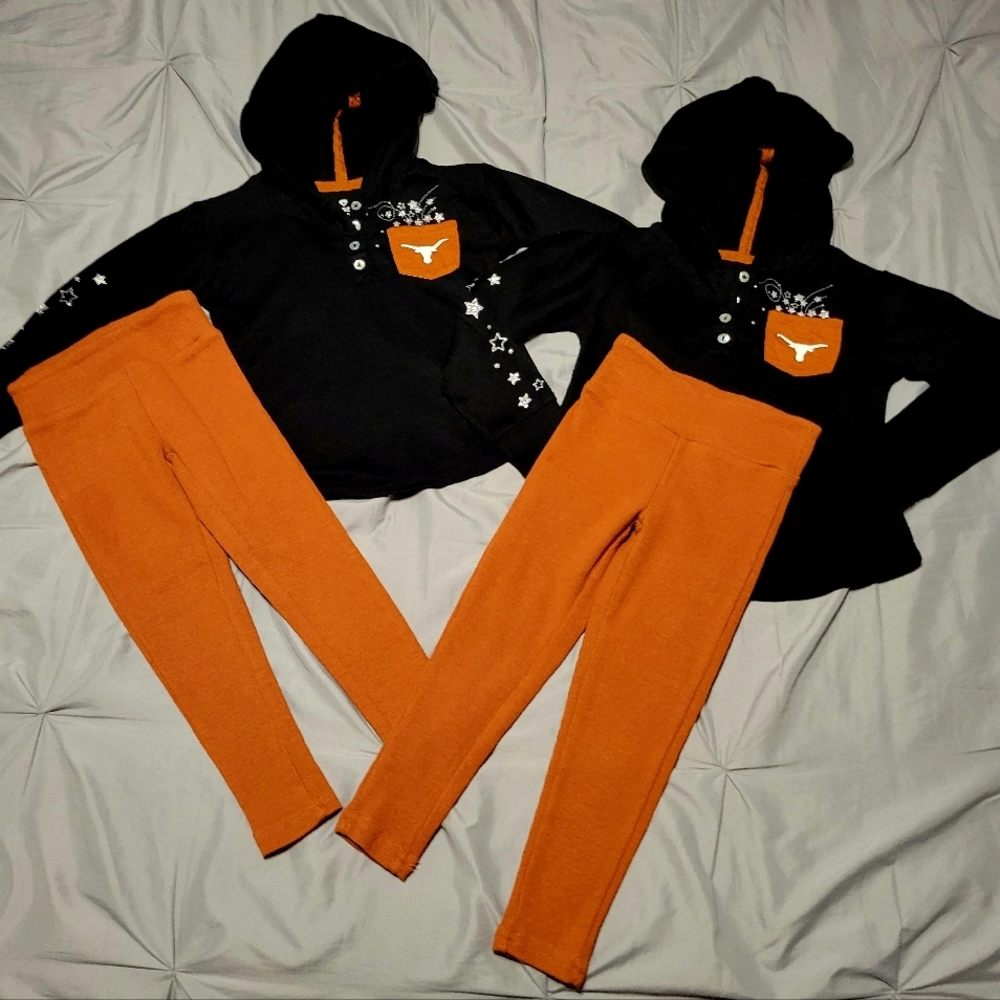 Texas Longhorns Black and Orange Hoodie and Leggings Set